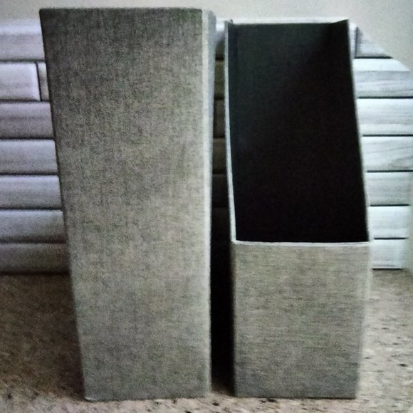 DUO: Linen Covered Slate Grey File Magazine Holders (B) - Picture 3 of 9